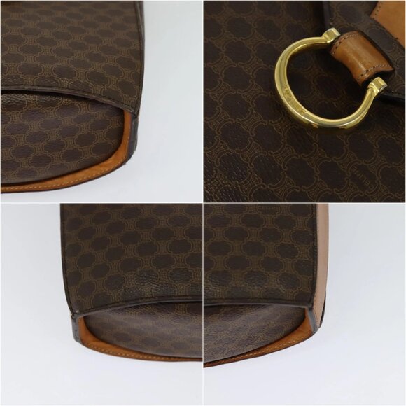 CELINE Macadam Canvas Shoulder Bag PVC Leather Brown Gold Auth yk17805 - Picture 14 of 15
